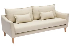 Miliboo Canapé Design|Voir Tous Les Canapés-Canapé scandinave 3 places en tissu beige et bois clair KATE