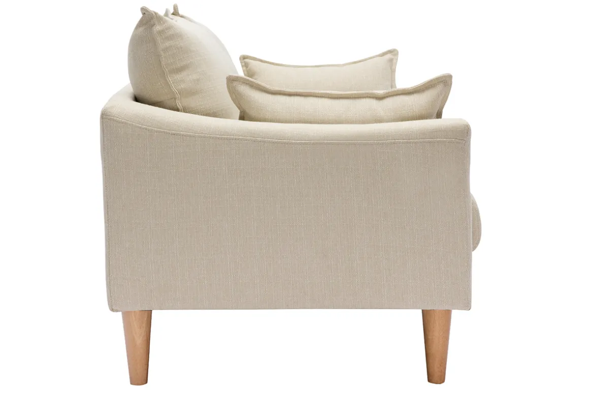 Miliboo Canapé Design|Voir Tous Les Canapés-Canapé scandinave 3 places en tissu beige et bois clair KATE