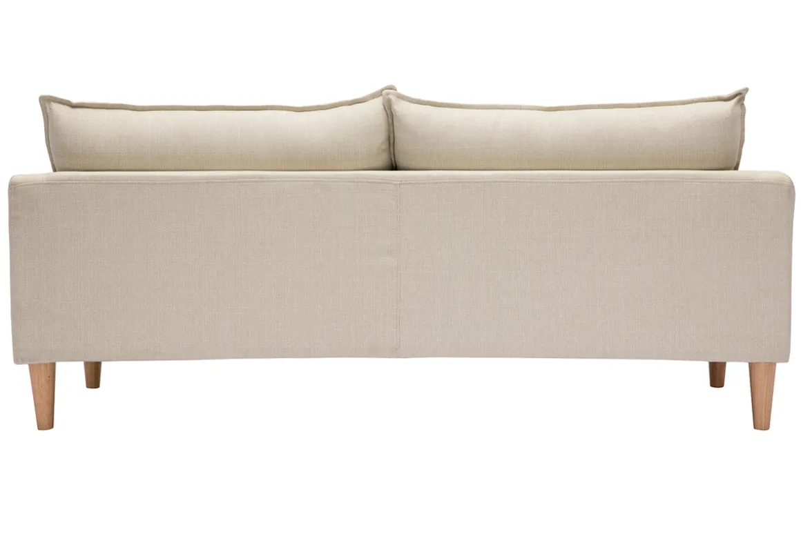 Miliboo Canapé Design|Voir Tous Les Canapés-Canapé scandinave 3 places en tissu beige et bois clair KATE
