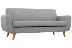 Miliboo Canapé Design|Voir Tous Les Canapés-Canapé scandinave 3 places en tissu gris clair et bois clair PURE