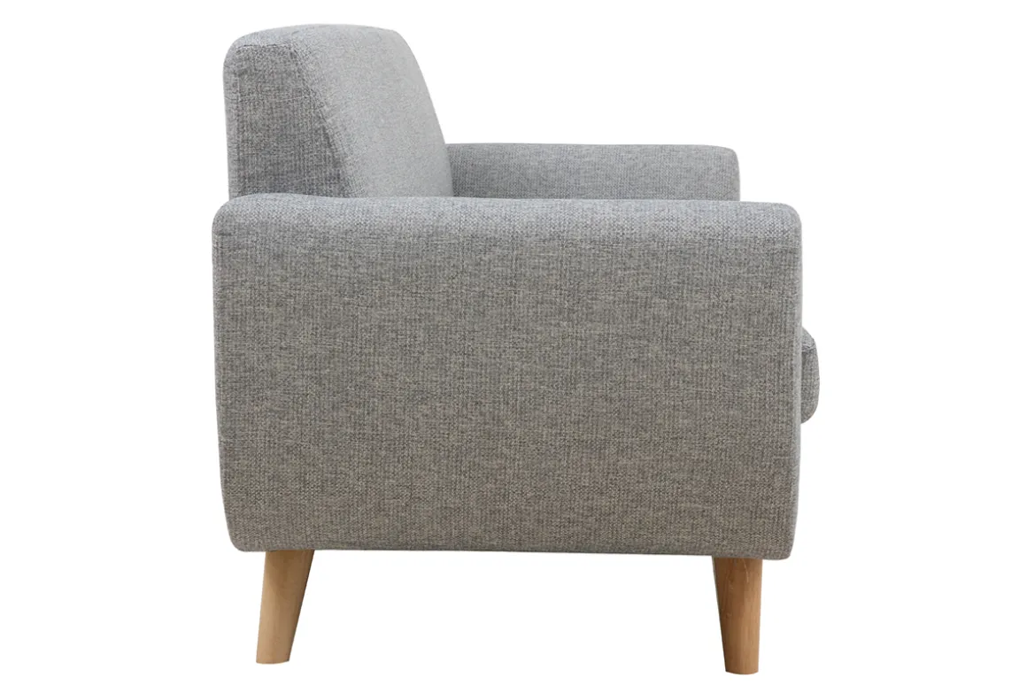 Miliboo Canapé Design|Voir Tous Les Canapés-Canapé scandinave 3 places en tissu gris clair et bois clair PURE