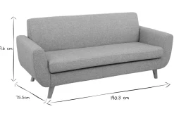 Miliboo Canapé Design|Voir Tous Les Canapés-Canapé scandinave 3 places en tissu gris clair et bois clair PURE