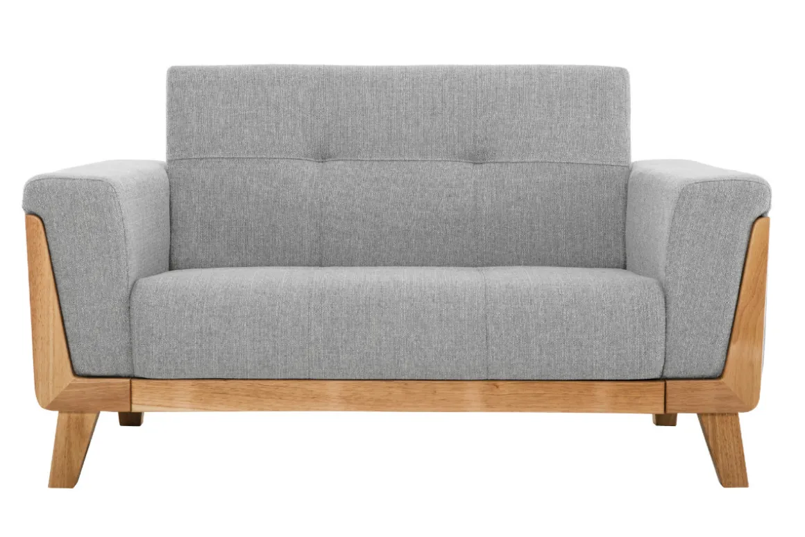 Miliboo Canapé Design|Voir Tous Les Canapés-Canapé scandinave 2 places en tissu gris et bois clair FJORD