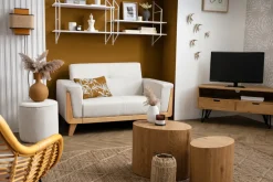 Miliboo Canapé Design|Voir Tous Les Canapés-Canapé scandinave 2 places en tissu gris et bois clair FJORD