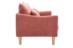 Miliboo Canapé Design|Voir Tous Les Canapés-Canapé scandinave 2 places en tissu effet velours texturé terracotta et bois clair KATE