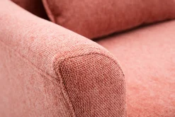 Miliboo Canapé Design|Voir Tous Les Canapés-Canapé scandinave 2 places en tissu effet velours texturé terracotta et bois clair KATE