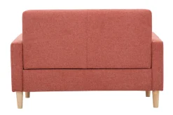 Miliboo Canapé Design|Voir Tous Les Canapés-Canapé scandinave 2 places en tissu effet velours texturé terracotta et bois clair MOON