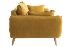 Miliboo Canapé Design|Voir Tous Les Canapés-Canapé scandinave 3 places en tissu jaune cumin et bois clair CREEP