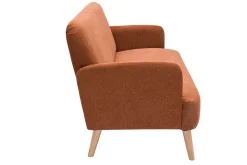 Miliboo Canapé Design|Voir Tous Les Canapés-Canapé scandinave 2 places en tissu effet velours texturé terre brûlée et bois clair ISKO