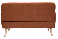 Miliboo Canapé Design|Voir Tous Les Canapés-Canapé scandinave 2 places en tissu effet velours texturé terre brûlée et bois clair ISKO