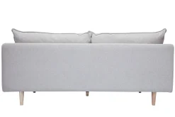 Miliboo Canapé Design|Voir Tous Les Canapés-Canapé scandinave 3 places en tissu effet velours texturé beige et bois clair CLAYTON