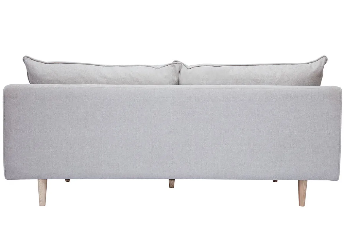 Miliboo Canapé Design|Voir Tous Les Canapés-Canapé scandinave 3 places en tissu effet velours texturé beige et bois clair CLAYTON