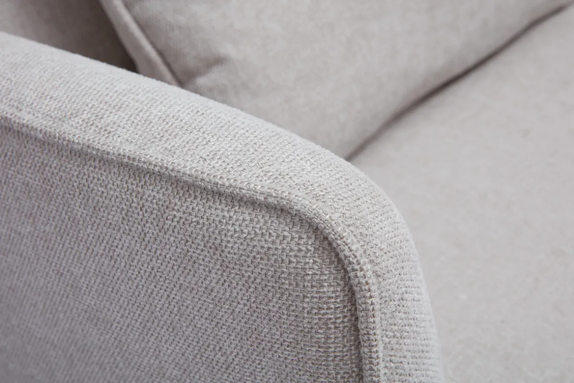 Miliboo Canapé Design|Voir Tous Les Canapés-Canapé scandinave 3 places en tissu effet velours texturé beige et bois clair CLAYTON