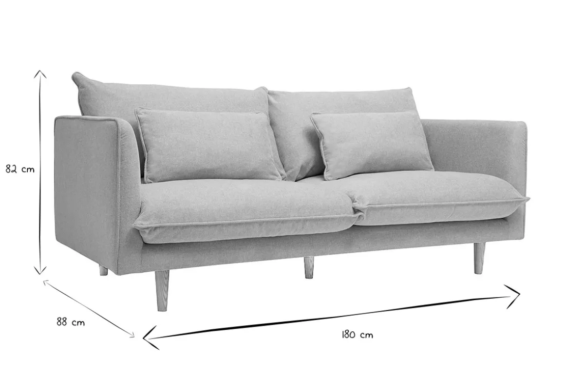 Miliboo Canapé Design|Voir Tous Les Canapés-Canapé scandinave 3 places en tissu effet velours texturé beige et bois clair CLAYTON