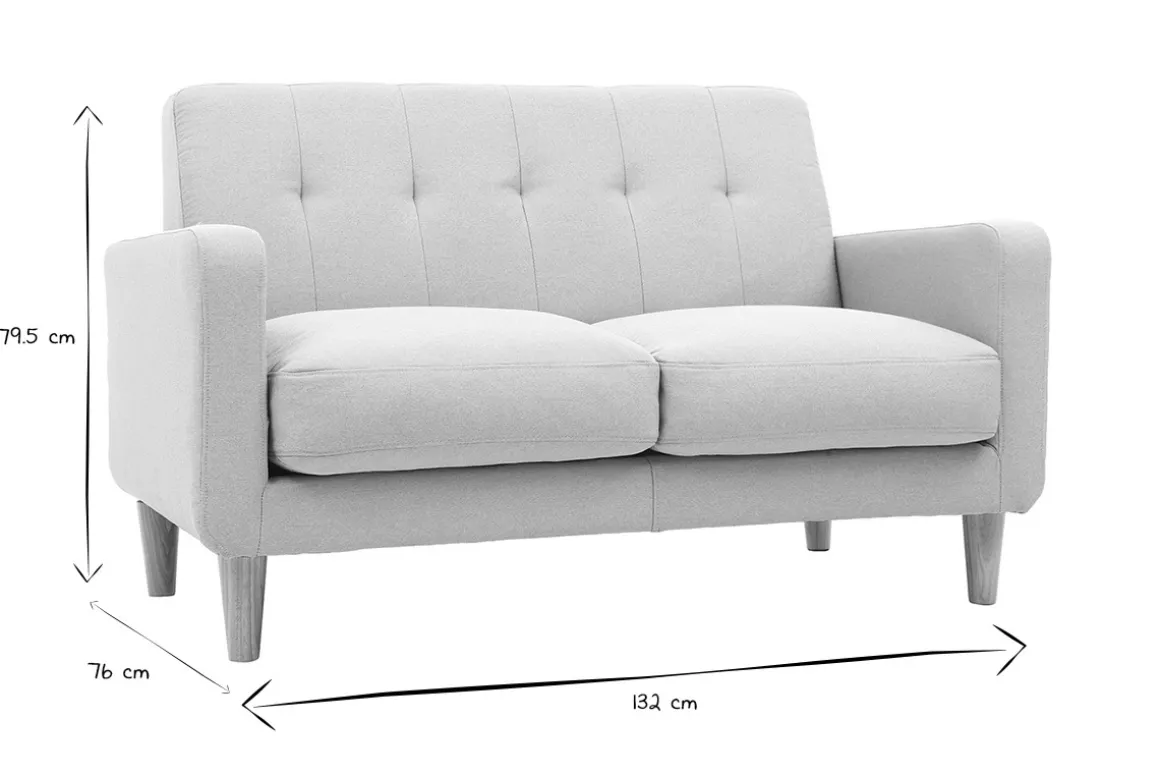 Miliboo Canapé Design|Voir Tous Les Canapés-Canapé scandinave 2 places en tissu gris clair et bois clair LUNA