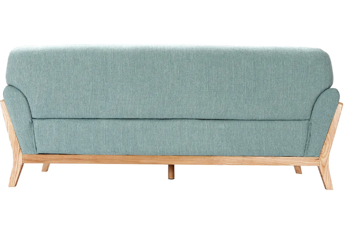 Miliboo Canapé Design|Voir Tous Les Canapés-Canapé scandinave 3 places en tissu vert lagon et bois clair YOKO