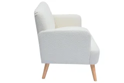 Miliboo Canapé Design|Voir Tous Les Canapés-Canapé scandinave 2 places en tissu effet laine bouclée blanc et bois clair ISKO