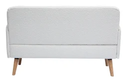 Miliboo Canapé Design|Voir Tous Les Canapés-Canapé scandinave 2 places en tissu effet laine bouclée blanc et bois clair ISKO