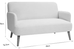 Miliboo Canapé Design|Voir Tous Les Canapés-Canapé scandinave 2 places en tissu effet laine bouclée blanc et bois clair ISKO