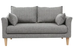 Miliboo Canapé Design|Voir Tous Les Canapés-Canapé scandinave 2 places en tissu gris et bois clair KATE