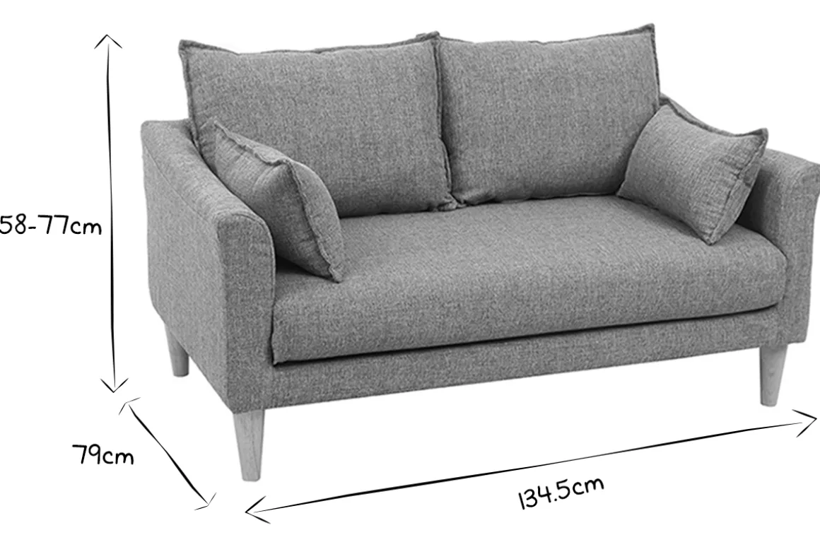 Miliboo Canapé Design|Voir Tous Les Canapés-Canapé scandinave 2 places en tissu gris et bois clair KATE