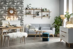 Miliboo Canapé Design|Voir Tous Les Canapés-Canapé scandinave 3 places en tissu gris clair et bois clair EKTOR