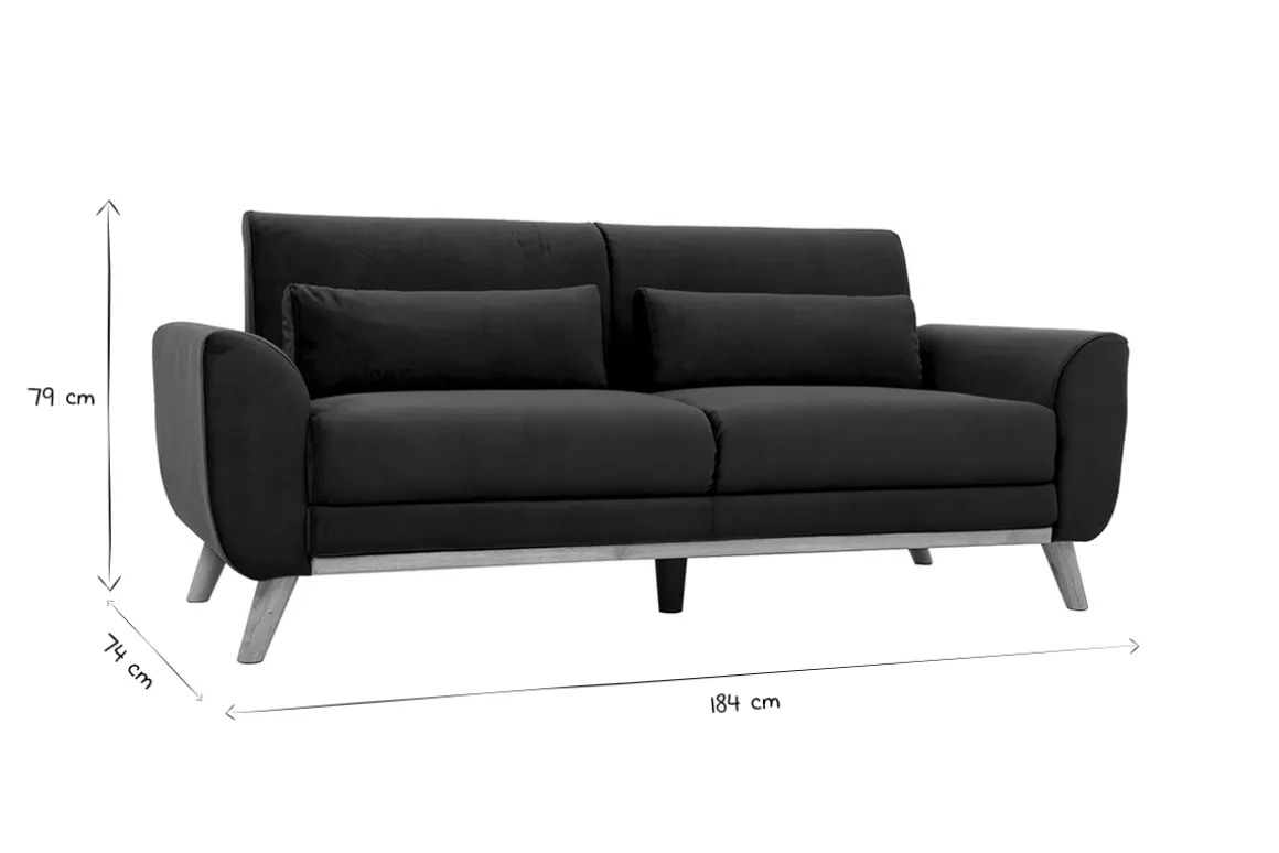 Miliboo Canapé Design|Voir Tous Les Canapés-Canapé scandinave 3 places en tissu gris clair et bois clair EKTOR