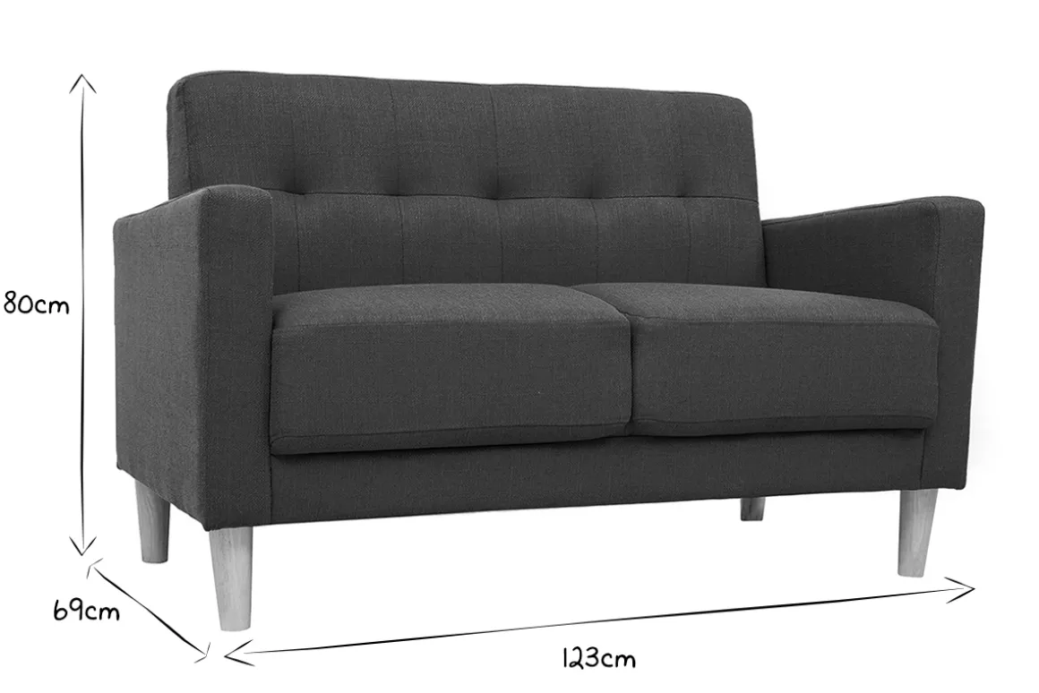 Miliboo Canapé Design|Voir Tous Les Canapés-Canapé scandinave 2 places en tissu gris et bois clair MOON