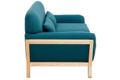 Miliboo Canapé Design|Voir Tous Les Canapés-Canapé scandinave 2 places en tissu bleu canard et bois clair YOKO