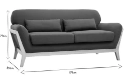 Miliboo Canapé Design|Voir Tous Les Canapés-Canapé scandinave 2 places en tissu bleu canard et bois clair YOKO