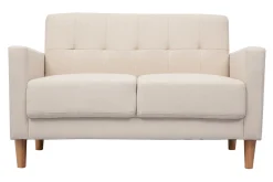 Miliboo Canapé Design|Voir Tous Les Canapés-Canapé scandinave 2 places en tissu beige et bois clair MOON