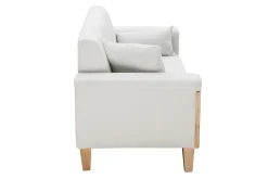 Miliboo Canapé Design|Voir Tous Les Canapés-Canapé scandinave 3 places en tissu blanc cassé et bois clair FJORD