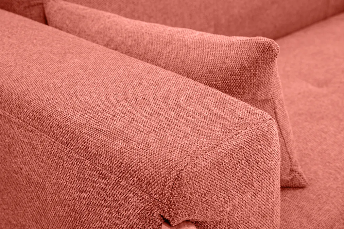 Miliboo Canapé Design|Voir Tous Les Canapés-Canapé scandinave 3 places en tissu effet velours texturé terracotta et bois clair FJORD