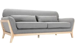 Miliboo Canapé Design|Voir Tous Les Canapés-Canapé scandinave 3 places en tissu gris et bois clair YOKO