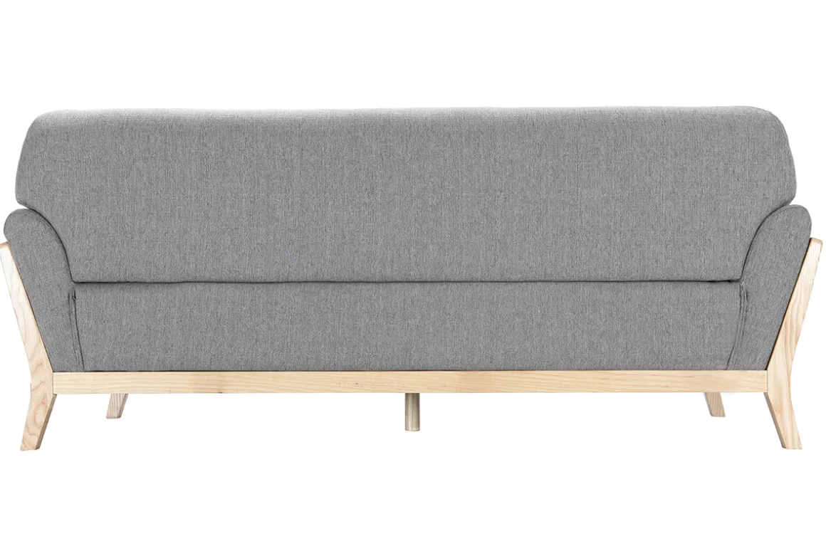 Miliboo Canapé Design|Voir Tous Les Canapés-Canapé scandinave 3 places en tissu gris et bois clair YOKO