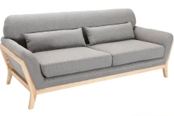 Miliboo Canapé Design|Voir Tous Les Canapés-Canapé scandinave 3 places en tissu gris et bois clair YOKO