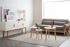 Miliboo Canapé Design|Voir Tous Les Canapés-Canapé scandinave 3 places en tissu gris et bois clair YOKO