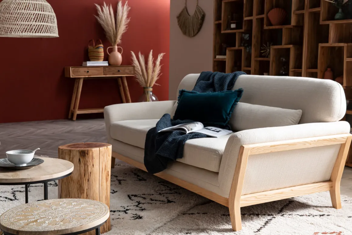 Miliboo Canapé Design|Voir Tous Les Canapés-Canapé scandinave 3 places en tissu gris et bois clair YOKO