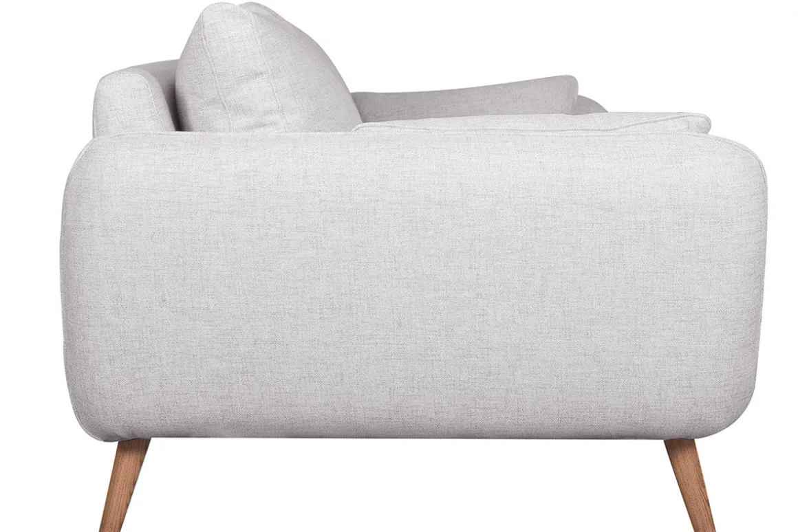 Miliboo Canapé Design|Voir Tous Les Canapés-Canapé scandinave 3 places en tissu gris clair chiné et bois clair CREEP