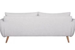 Miliboo Canapé Design|Voir Tous Les Canapés-Canapé scandinave 3 places en tissu gris clair chiné et bois clair CREEP