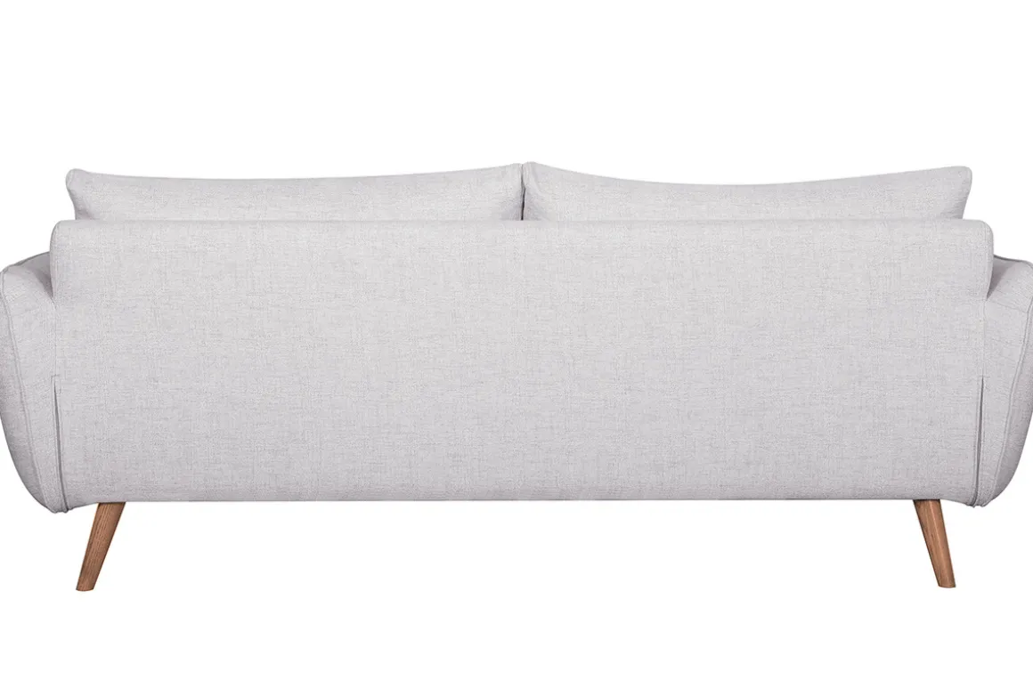 Miliboo Canapé Design|Voir Tous Les Canapés-Canapé scandinave 3 places en tissu gris clair chiné et bois clair CREEP
