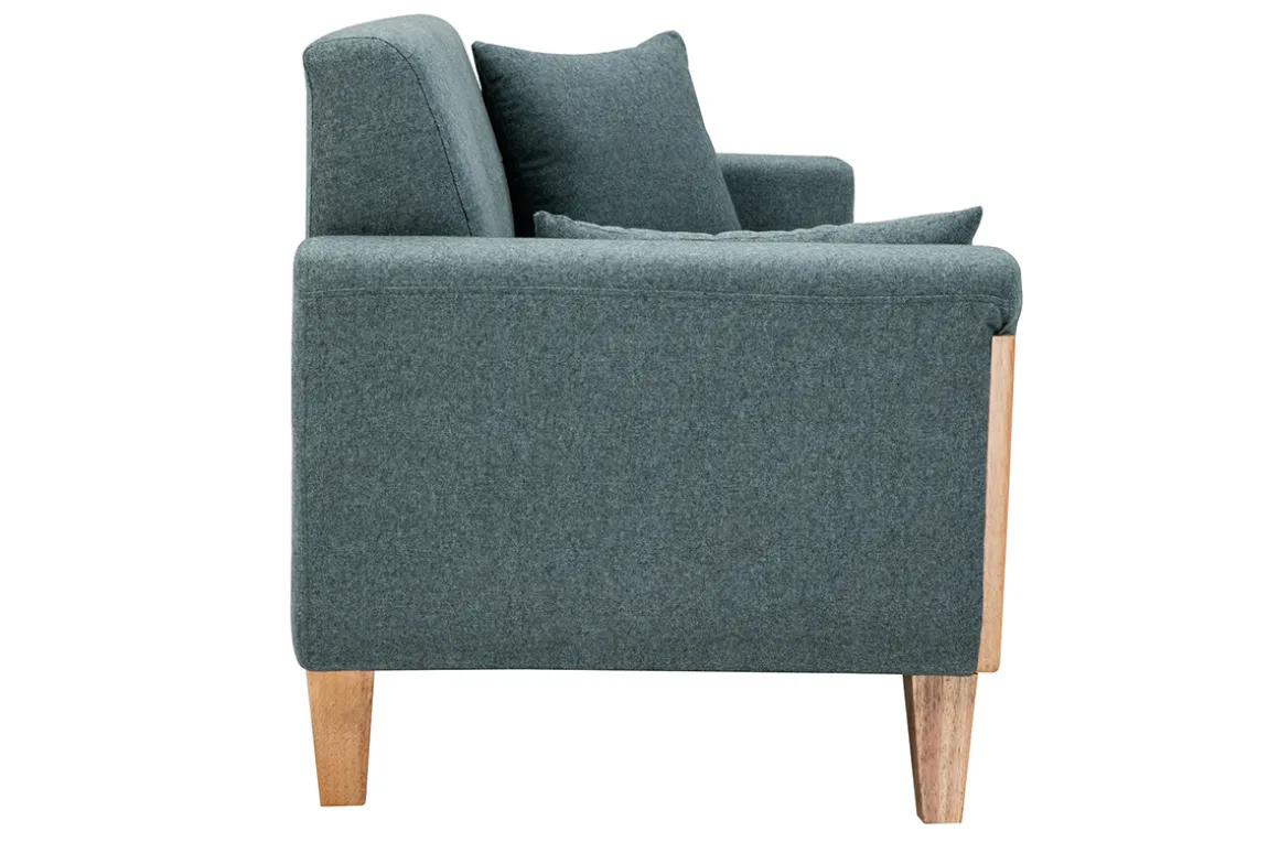 Miliboo Canapé Design|Voir Tous Les Canapés-Canapé scandinave 3 places en tissu vert de gris et bois clair FJORD