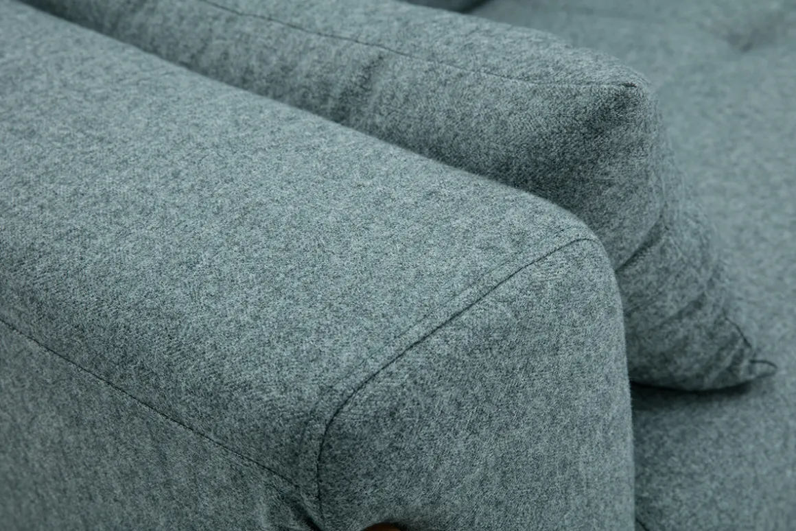 Miliboo Canapé Design|Voir Tous Les Canapés-Canapé scandinave 3 places en tissu vert de gris et bois clair FJORD