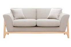Miliboo Canapé Design|Voir Tous Les Canapés-Canapé scandinave 2 places en tissu effet velours texturé beige et bois clair ASAKO