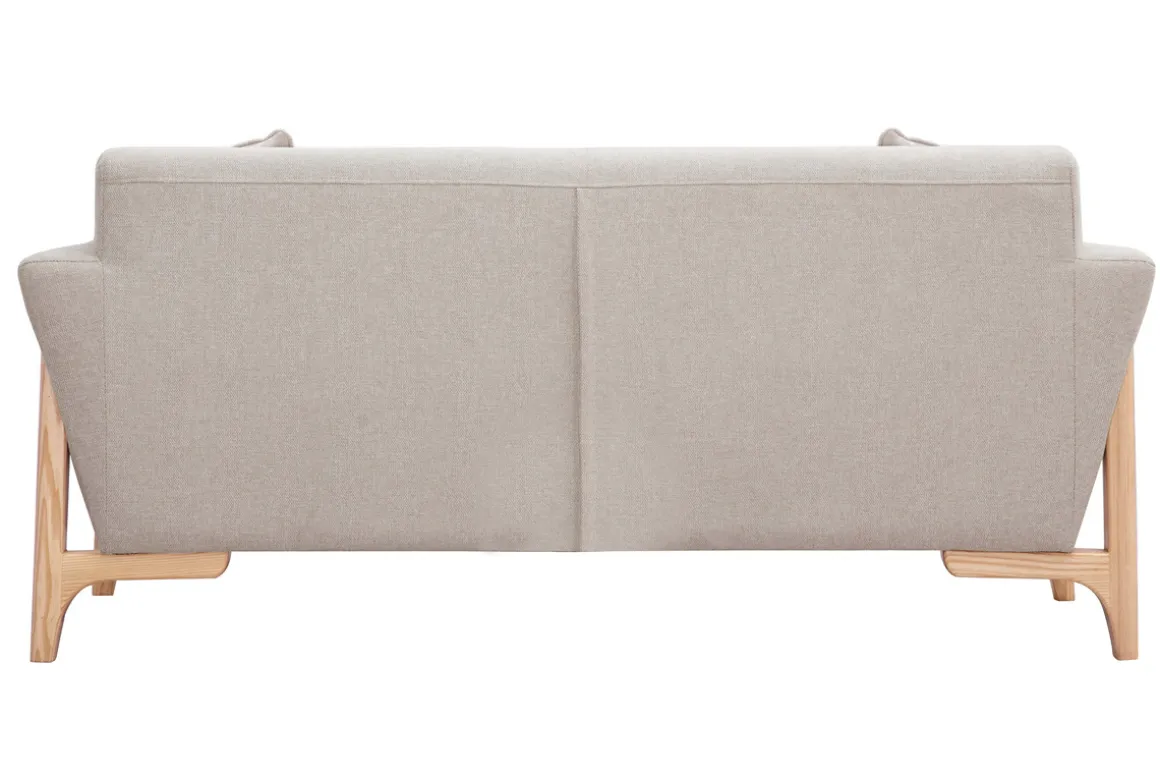 Miliboo Canapé Design|Voir Tous Les Canapés-Canapé scandinave 2 places en tissu effet velours texturé beige et bois clair ASAKO