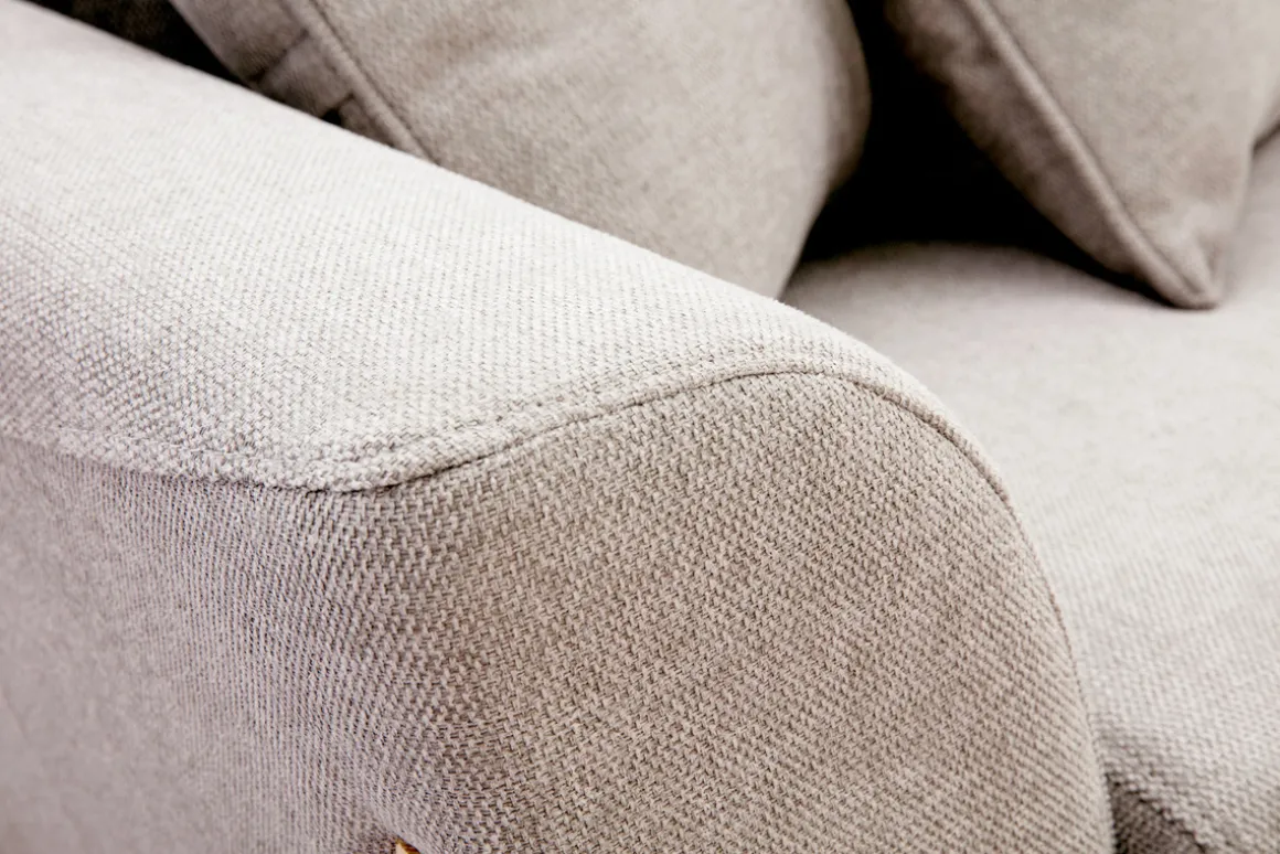 Miliboo Canapé Design|Voir Tous Les Canapés-Canapé scandinave 2 places en tissu effet velours texturé beige et bois clair ASAKO