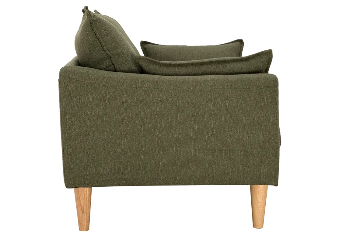 Miliboo Canapé Design|Voir Tous Les Canapés-Canapé scandinave 2 places en tissu kaki et bois clair KATE