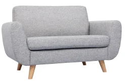 Miliboo Canapé Design|Voir Tous Les Canapés-Canapé scandinave 2 places en tissu gris et bois clair PURE