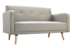 Miliboo Canapé Design|Voir Tous Les Canapés-Canapé scandinave 2 places en tissu beige et bois clair ULLA