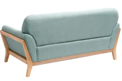 Miliboo Canapé Design|Voir Tous Les Canapés-Canapé scandinave 2 places en tissu vert lagon et bois clair YOKO
